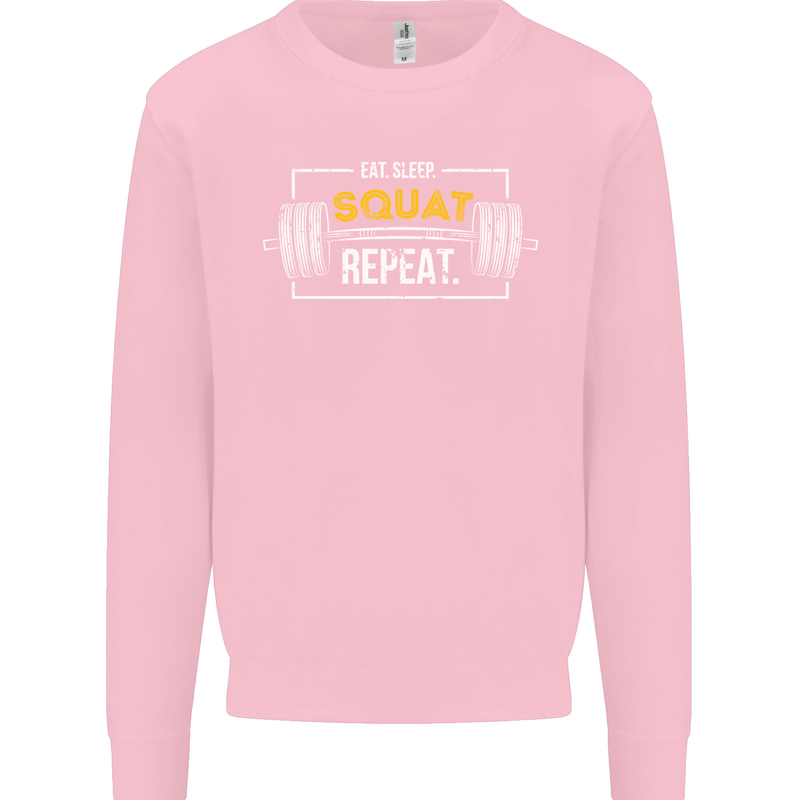 Eat Sleep Squat Repeat Gym Training Top Mens Sweatshirt Jumper Light Pink