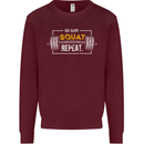 Eat Sleep Squat Repeat Gym Training Top Mens Sweatshirt Jumper Maroon