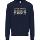 Eat Sleep Squat Repeat Gym Training Top Mens Sweatshirt Jumper Navy Blue