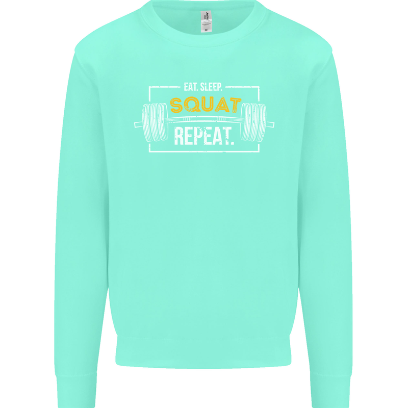 Eat Sleep Squat Repeat Gym Training Top Mens Sweatshirt Jumper Peppermint