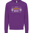 Eat Sleep Squat Repeat Gym Training Top Mens Sweatshirt Jumper Purple