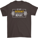 Eat Sleep Squat Repeat Gym Training Top Mens T-Shirt Cotton Gildan Dark Chocolate