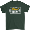 Eat Sleep Squat Repeat Gym Training Top Mens T-Shirt Cotton Gildan Forest Green