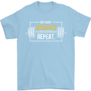 Eat Sleep Squat Repeat Gym Training Top Mens T-Shirt Cotton Gildan Light Blue