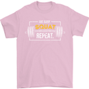 Eat Sleep Squat Repeat Gym Training Top Mens T-Shirt Cotton Gildan Light Pink