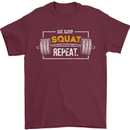 Eat Sleep Squat Repeat Gym Training Top Mens T-Shirt Cotton Gildan Maroon