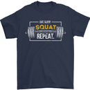 Eat Sleep Squat Repeat Gym Training Top Mens T-Shirt Cotton Gildan Navy Blue