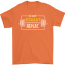 Eat Sleep Squat Repeat Gym Training Top Mens T-Shirt Cotton Gildan Orange