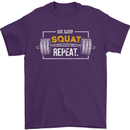 Eat Sleep Squat Repeat Gym Training Top Mens T-Shirt Cotton Gildan Purple