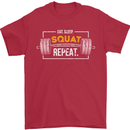 Eat Sleep Squat Repeat Gym Training Top Mens T-Shirt Cotton Gildan Red