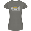 Eat Sleep Squat Repeat Gym Training Top Womens Petite Cut T-Shirt Charcoal
