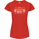 Eat Sleep Squat Repeat Gym Training Top Womens Petite Cut T-Shirt Red