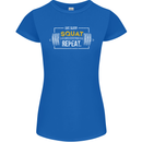 Eat Sleep Squat Repeat Gym Training Top Womens Petite Cut T-Shirt Royal Blue