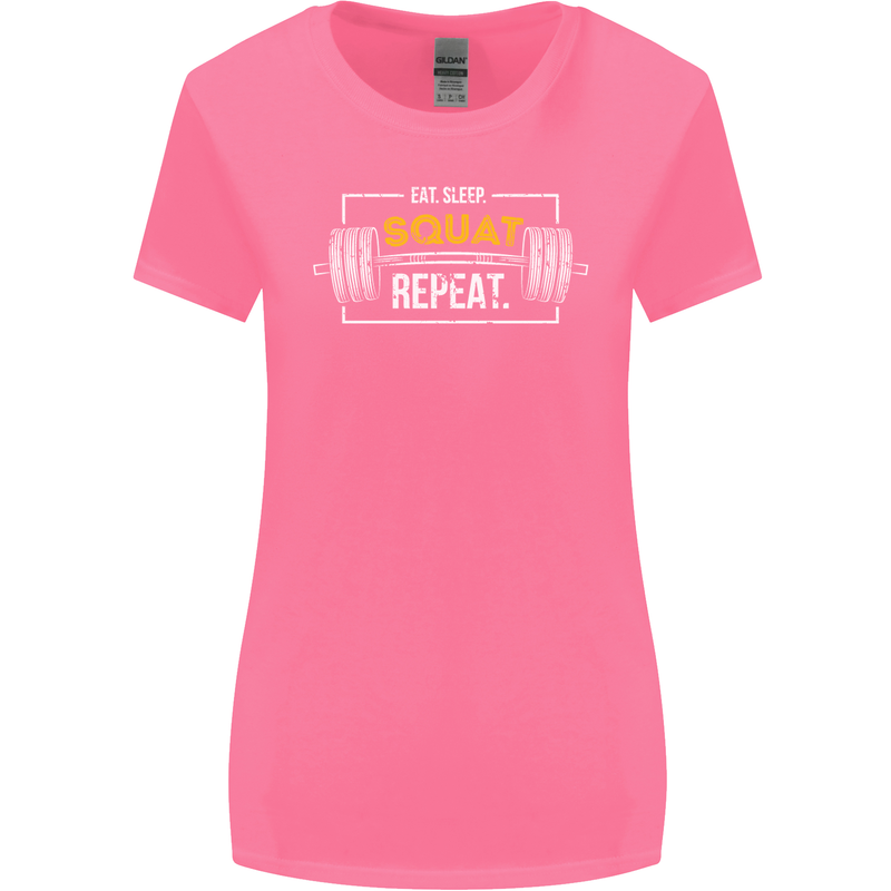 Eat Sleep Squat Repeat Gym Training Top Womens Wider Cut T-Shirt Azalea