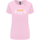 Eat Sleep Squat Repeat Gym Training Top Womens Wider Cut T-Shirt Light Pink