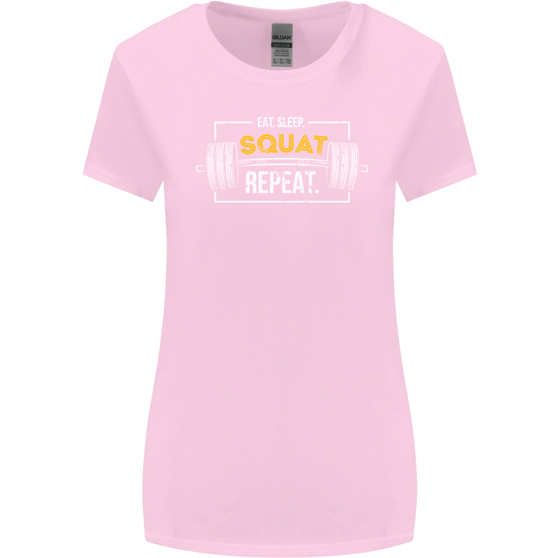 Eat Sleep Squat Repeat Gym Training Top Womens Wider Cut T-Shirt Light Pink