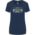 Eat Sleep Squat Repeat Gym Training Top Womens Wider Cut T-Shirt Navy Blue