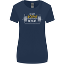 Eat Sleep Squat Repeat Gym Training Top Womens Wider Cut T-Shirt Navy Blue