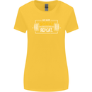 Eat Sleep Squat Repeat Gym Training Top Womens Wider Cut T-Shirt Yellow