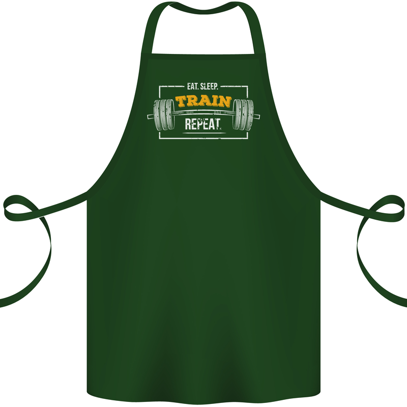 Eat Sleep Train Repeat Gym Training Top Cotton Apron 100% Organic Forest Green