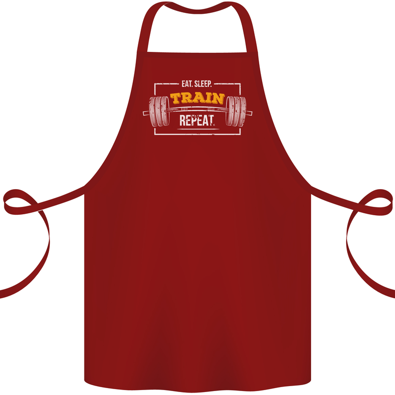Eat Sleep Train Repeat Gym Training Top Cotton Apron 100% Organic Maroon