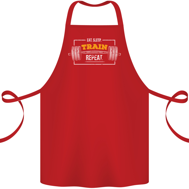 Eat Sleep Train Repeat Gym Training Top Cotton Apron 100% Organic Red