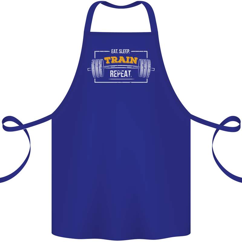 Eat Sleep Train Repeat Gym Training Top Cotton Apron 100% Organic Royal Blue