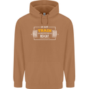 Eat Sleep Train Repeat Gym Training Top Mens 80% Cotton Hoodie Caramel Latte