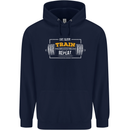 Eat Sleep Train Repeat Gym Training Top Mens 80% Cotton Hoodie Navy Blue