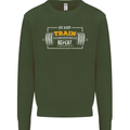 Eat Sleep Train Repeat Gym Training Top Mens Sweatshirt Jumper Forest Green