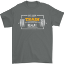 Eat Sleep Train Repeat Gym Training Top Mens T-Shirt Cotton Gildan Charcoal