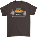 Eat Sleep Train Repeat Gym Training Top Mens T-Shirt Cotton Gildan Dark Chocolate