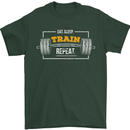Eat Sleep Train Repeat Gym Training Top Mens T-Shirt Cotton Gildan Forest Green