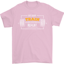 Eat Sleep Train Repeat Gym Training Top Mens T-Shirt Cotton Gildan Light Pink