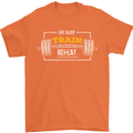 Eat Sleep Train Repeat Gym Training Top Mens T-Shirt Cotton Gildan Orange