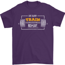 Eat Sleep Train Repeat Gym Training Top Mens T-Shirt Cotton Gildan Purple