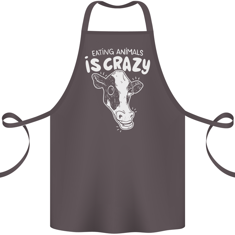 Eating Animals Is Crazy Vegetarian Vegan Cotton Apron 100% Organic Dark Grey