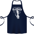 Eating Animals Is Crazy Vegetarian Vegan Cotton Apron 100% Organic Navy Blue
