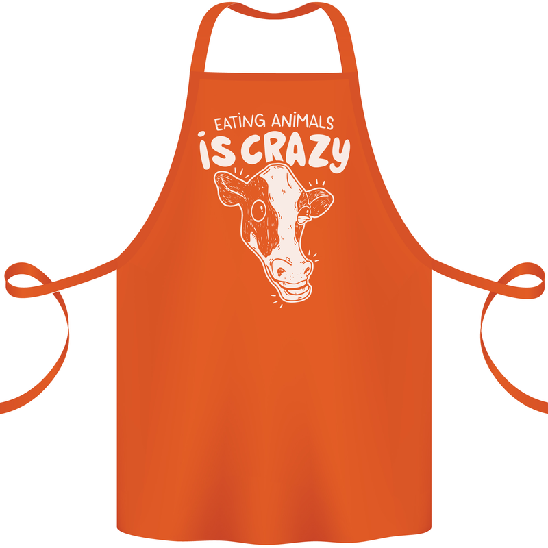 Eating Animals Is Crazy Vegetarian Vegan Cotton Apron 100% Organic Orange