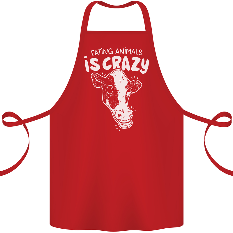 Eating Animals Is Crazy Vegetarian Vegan Cotton Apron 100% Organic Red