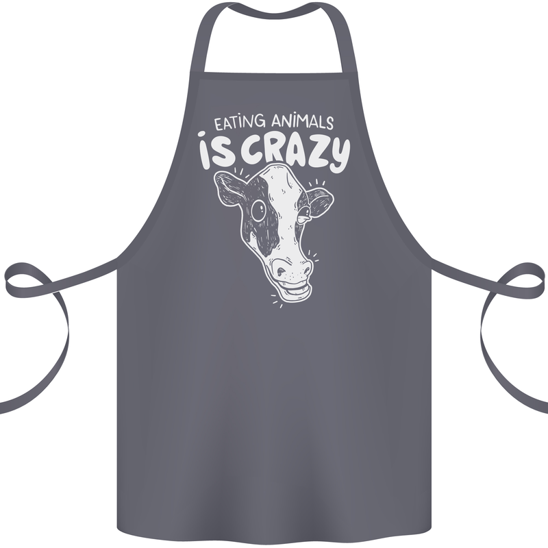 Eating Animals Is Crazy Vegetarian Vegan Cotton Apron 100% Organic Steel