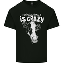 Eating Animals Is Crazy Vegetarian Vegan Kids T-Shirt Childrens Black