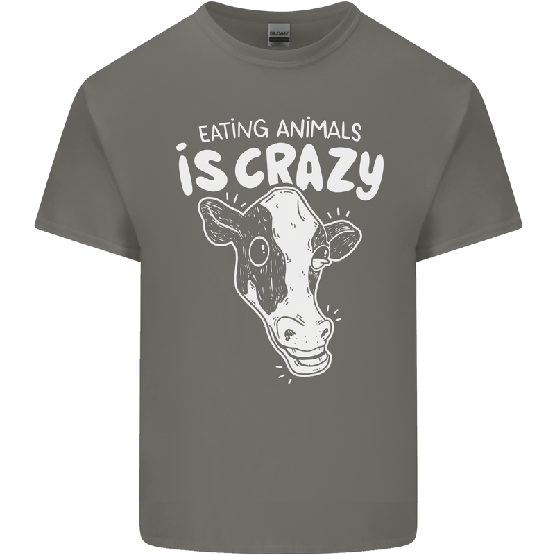 Eating Animals Is Crazy Vegetarian Vegan Kids T-Shirt Childrens Charcoal