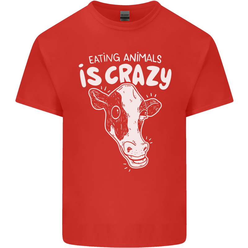 Eating Animals Is Crazy Vegetarian Vegan Kids T-Shirt Childrens Red
