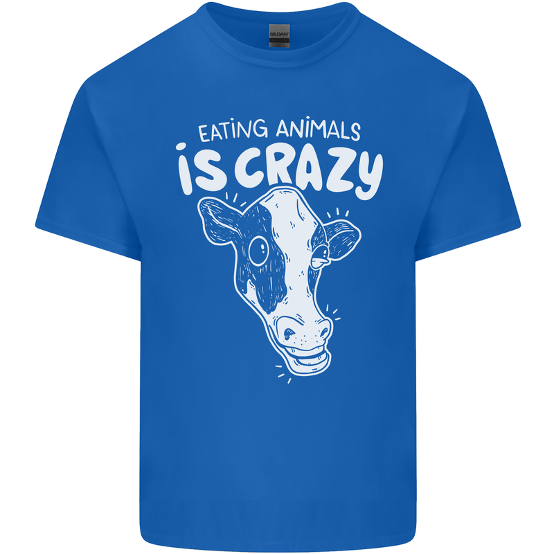 Eating Animals Is Crazy Vegetarian Vegan Kids T-Shirt Childrens Royal Blue
