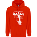 Eating Animals Is Crazy Vegetarian Vegan Mens 80% Cotton Hoodie Bright Red