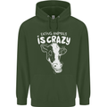 Eating Animals Is Crazy Vegetarian Vegan Mens 80% Cotton Hoodie Forest Green