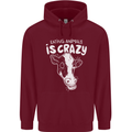 Eating Animals Is Crazy Vegetarian Vegan Mens 80% Cotton Hoodie Maroon