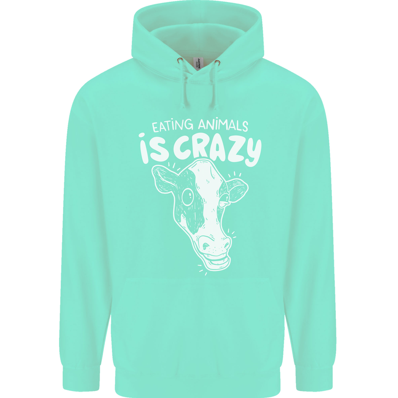 Eating Animals Is Crazy Vegetarian Vegan Mens 80% Cotton Hoodie Peppermint