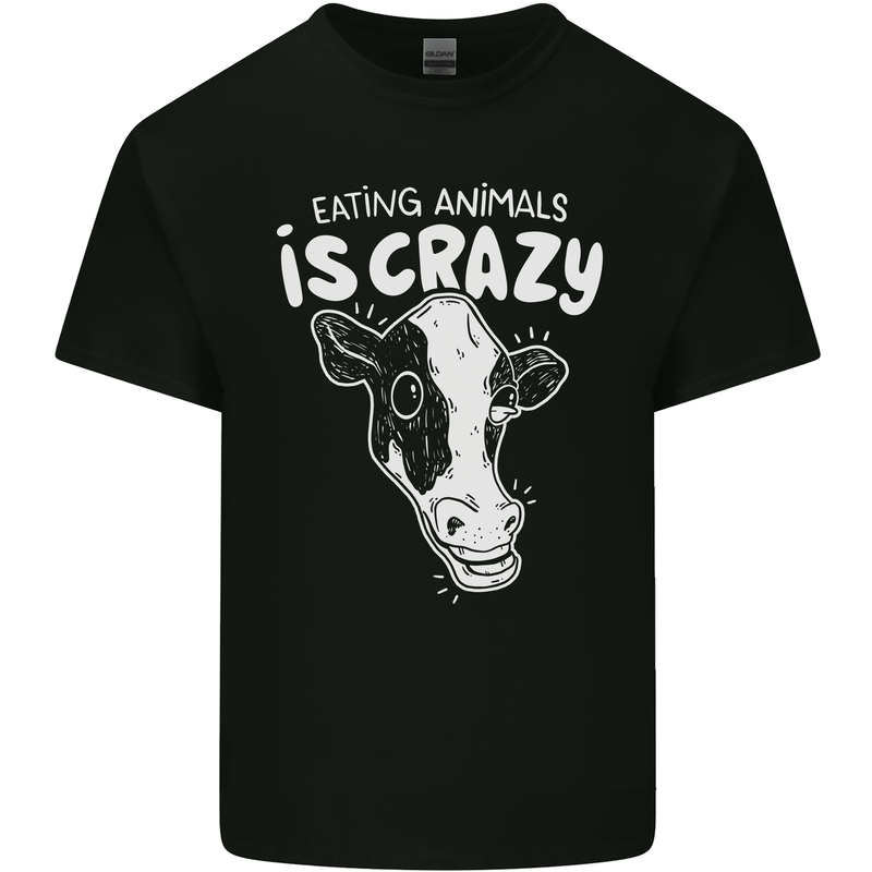 Eating Animals Is Crazy Vegetarian Vegan Mens Cotton T-Shirt Tee Top Black